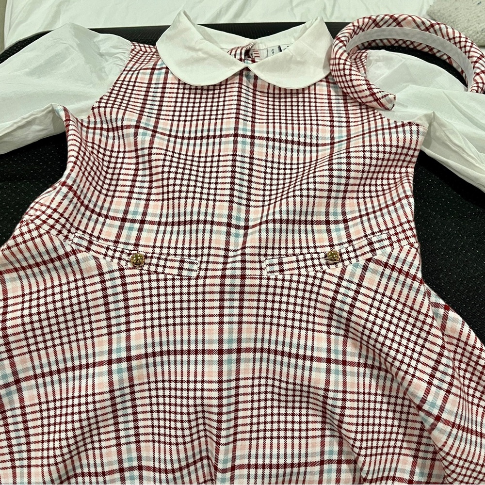 Janie and Jack Red Plaid Dress with White Collar